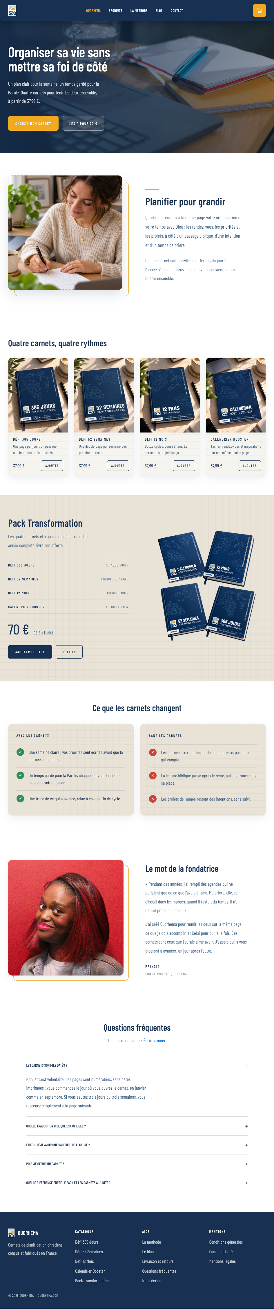 Page d'accueil Quorhema